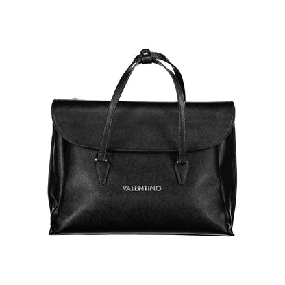 Mario Valentino Black Faux Leather Handbag with Adjustable Strap