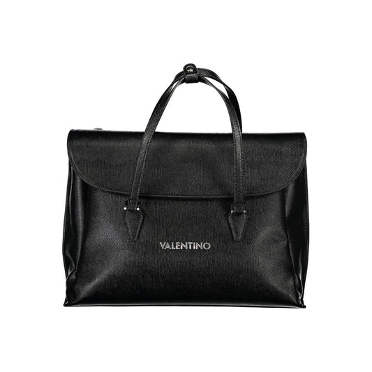 Mario Valentino Black Faux Leather Handbag with Adjustable Strap