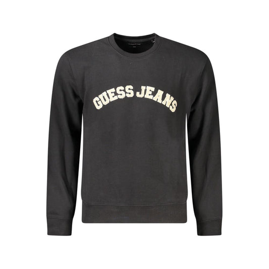 Guess Jeans Black Cotton Sweater - Stylish Comfort Redefined