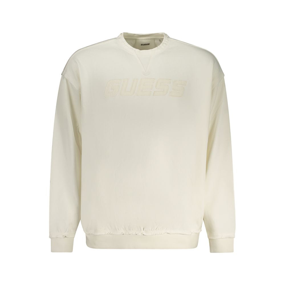 Guess Jeans White Cotton Sweater - Long Sleeve Crew Neck