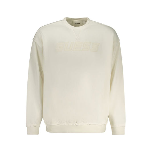 Guess Jeans White Cotton Sweater - Long Sleeve Crew Neck
