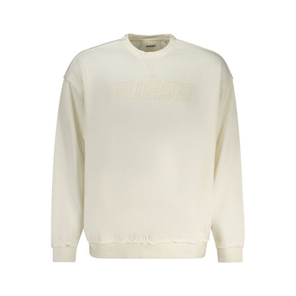 Guess Jeans White Cotton Sweater - Long Sleeve Crew Neck