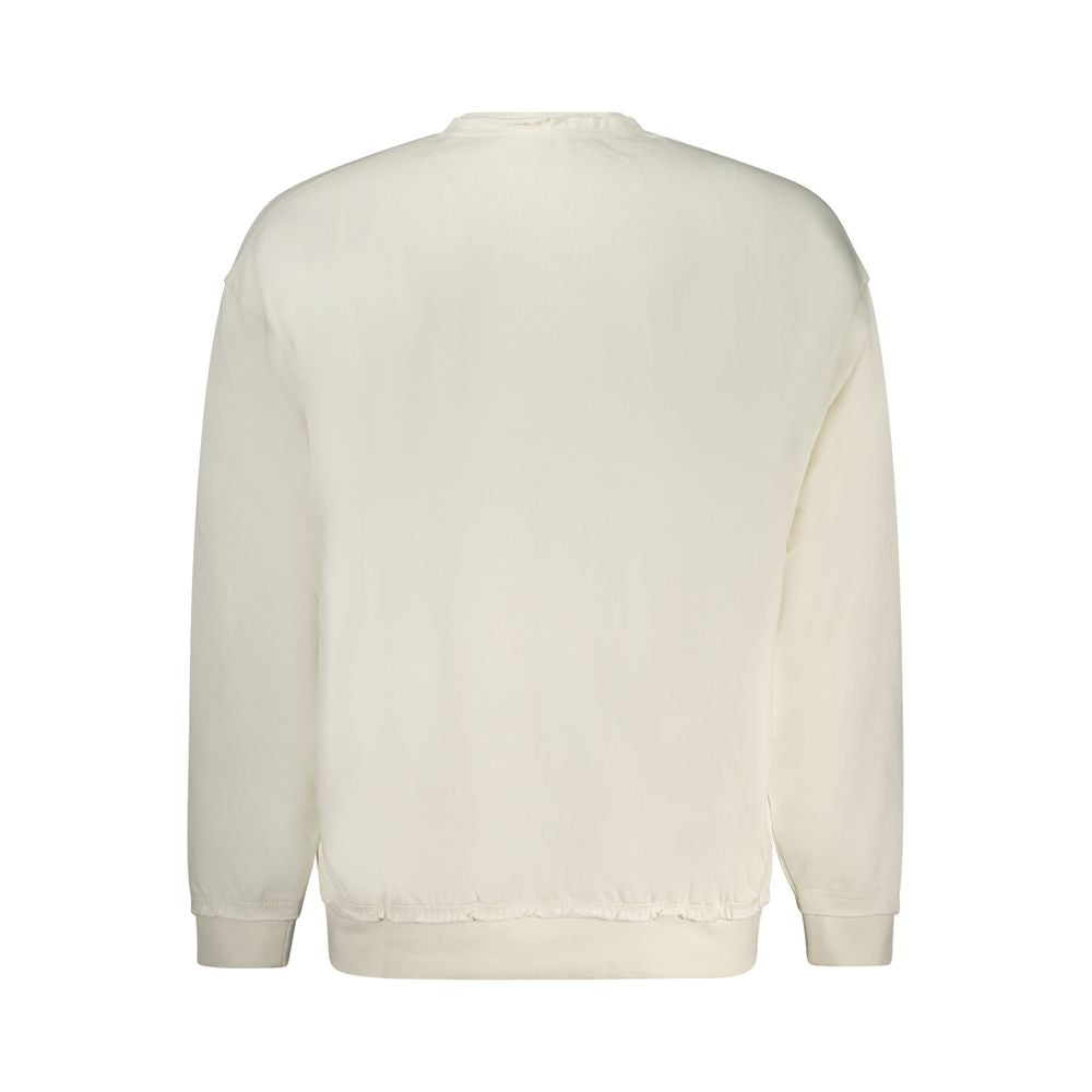 Guess Jeans White Cotton Sweater - Long Sleeve Crew Neck