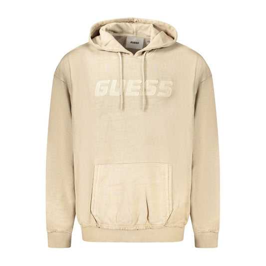 Guess Jeans Beige Cotton Sweater - Long-Sleeved Hooded Sweatshirt