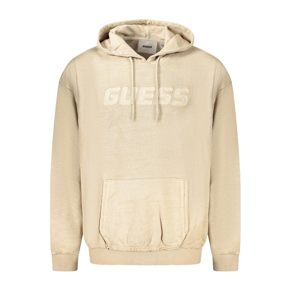 Guess Jeans Beige Cotton Sweater - Long-Sleeved Hooded Sweatshirt