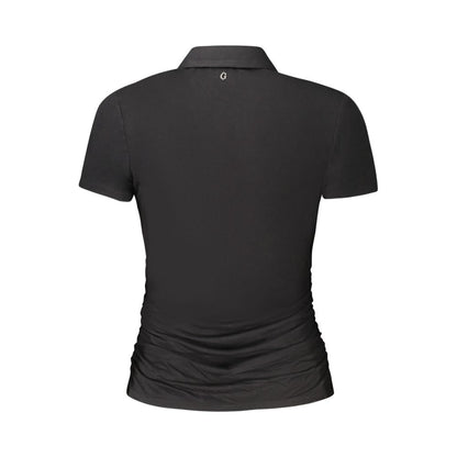 Guess Jeans Black Viscose Short Sleeve T-Shirt with Contrast Details