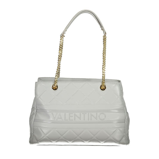 Mario Valentino Gray Faux Leather Handbag with Chain Detail