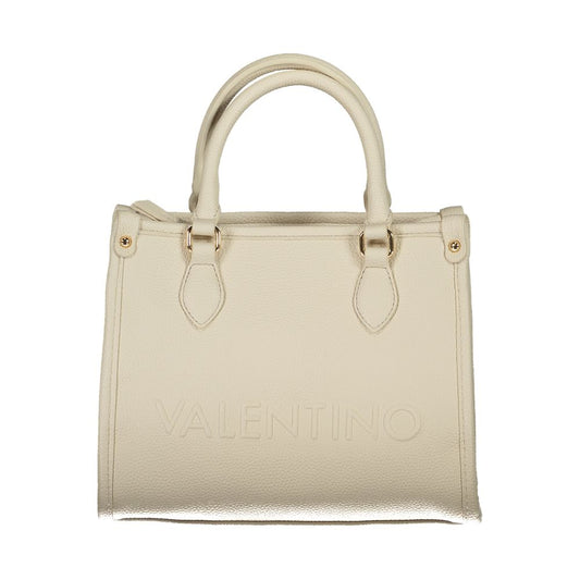 Mario Valentino Beige Leather-Effect Handbag with Two Handles