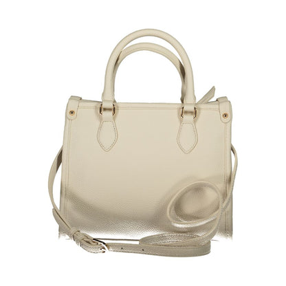 Mario Valentino Beige Leather-Effect Handbag with Two Handles