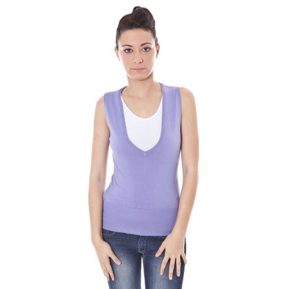 Datch Purple Cotton Sweater - Stylish V-Neck with Logo