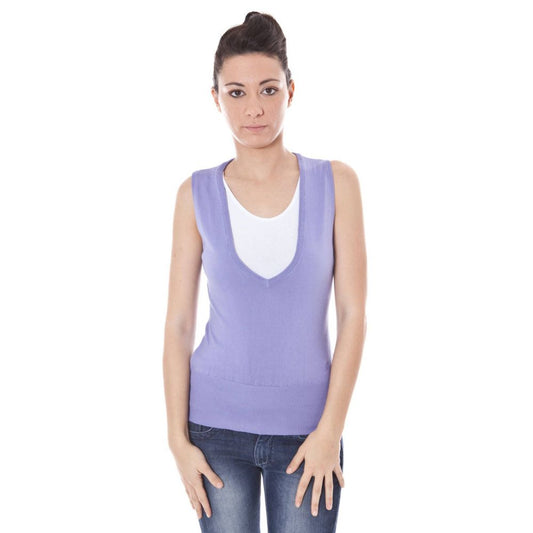 Datch Purple Cotton Sweater - Stylish V-Neck with Logo
