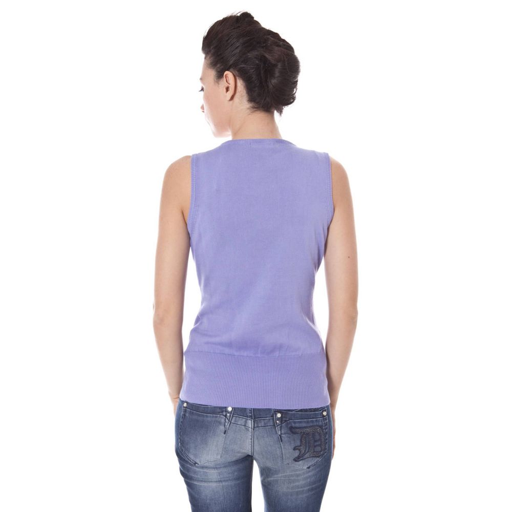 Datch Purple Cotton Sweater - Stylish V-Neck with Logo