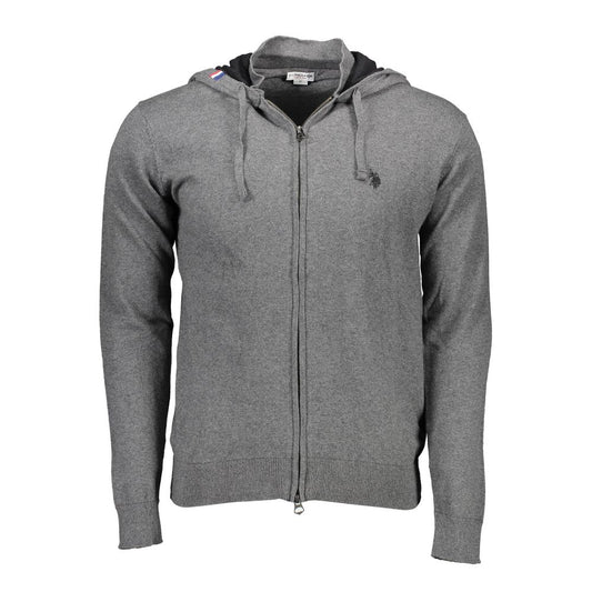 U.S. POLO ASSN. Grey Cotton Hooded Cardigan