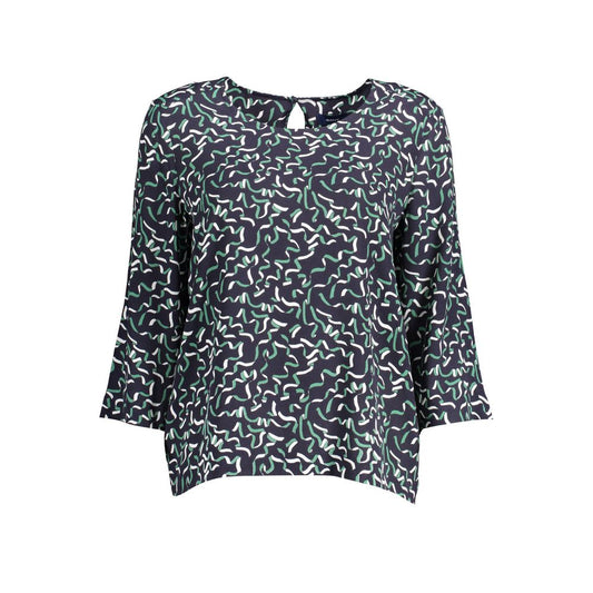 Gant Blue Viscose Sweater with 3/4 Sleeves