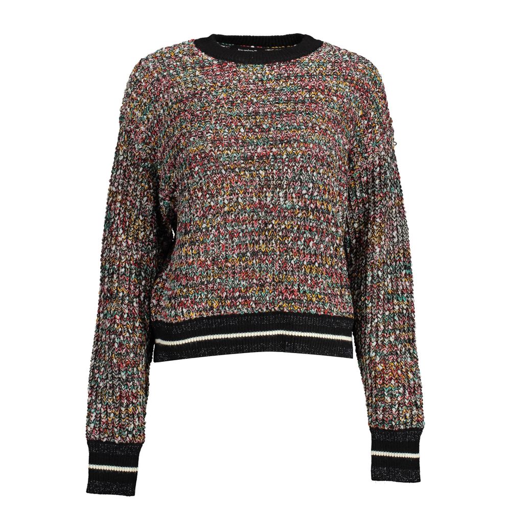 Desigual Black Polyester Sweater with Contrasting Details