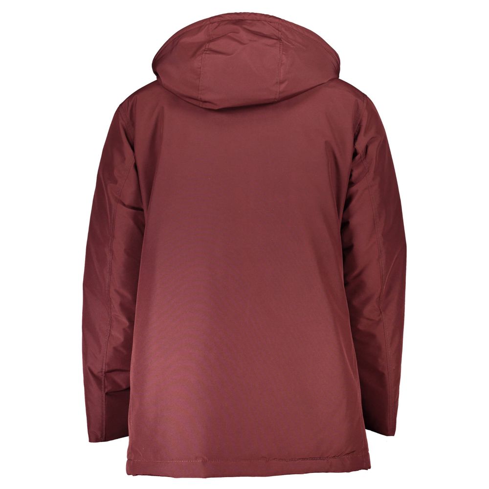Hugo Boss Red Polyester Jacket with Removable Hood