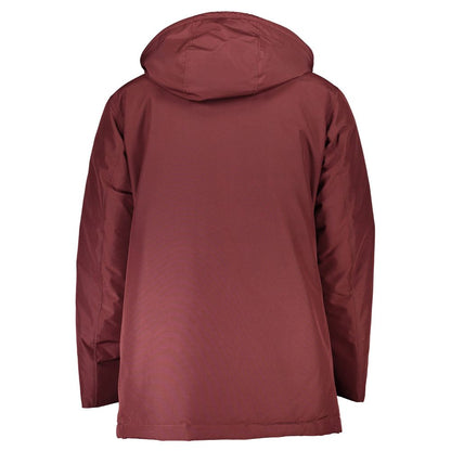 Hugo Boss Red Polyester Jacket with Removable Hood