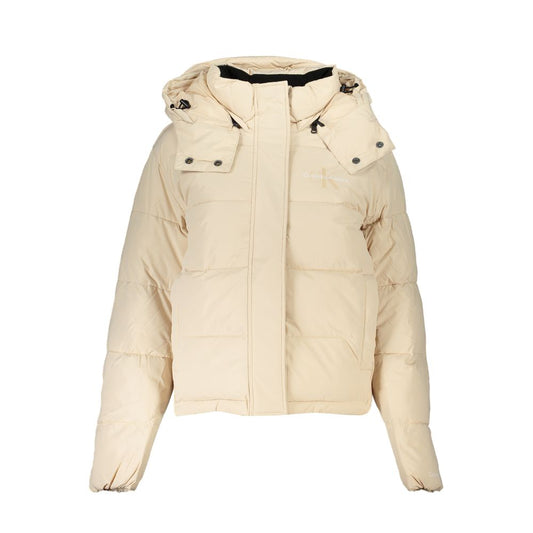 Calvin Klein Beige Long Sleeved Jacket with Removable Hood