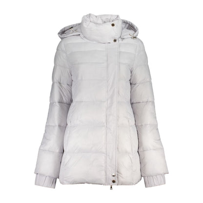 Patrizia Pepe White Polyamide Long Sleeved Jacket with Removable Hood