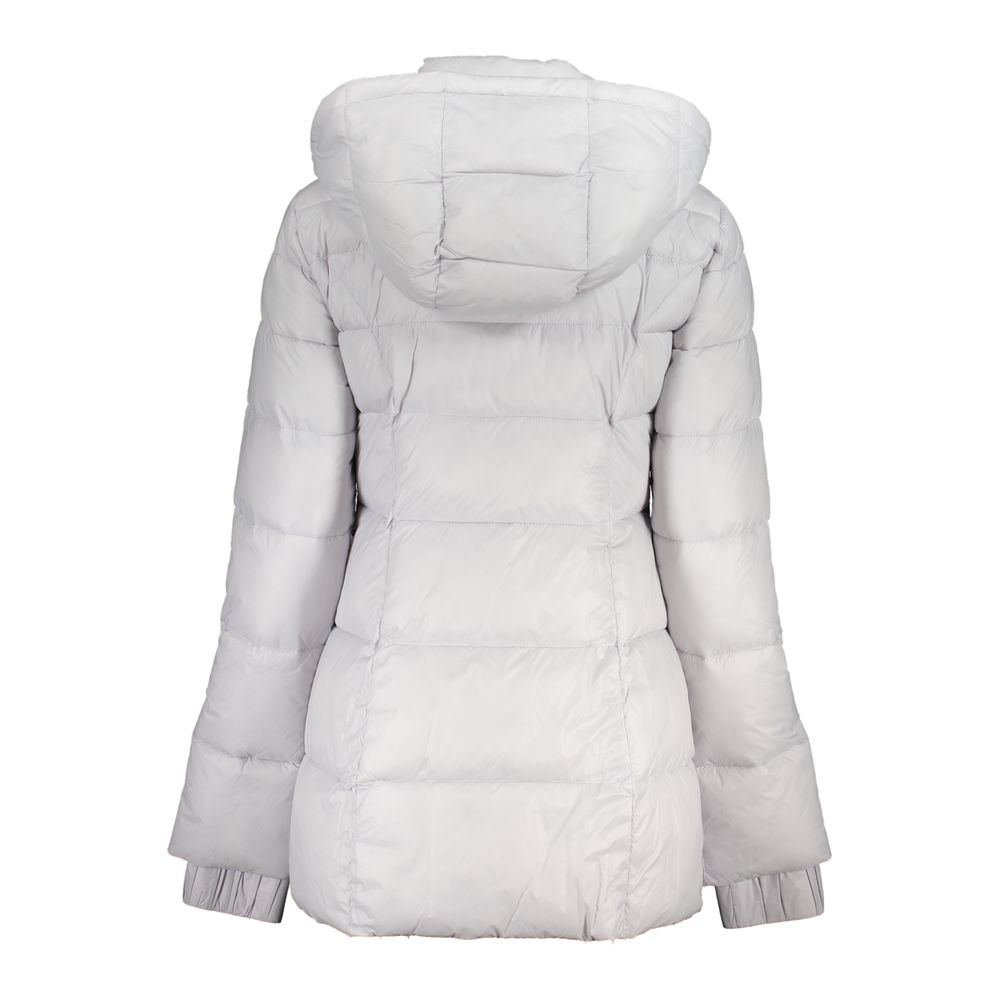 Patrizia Pepe White Polyamide Long Sleeved Jacket with Removable Hood