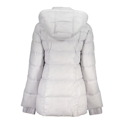 Patrizia Pepe White Polyamide Long Sleeved Jacket with Removable Hood