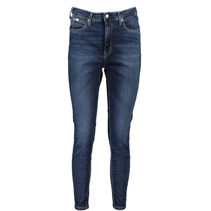 Calvin Klein Blue Cotton High Rise Super Skinny Ankle Jeans