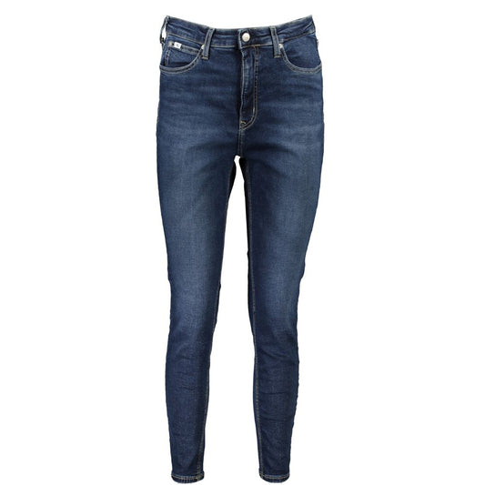 Calvin Klein Blue Cotton High Rise Super Skinny Ankle Jeans