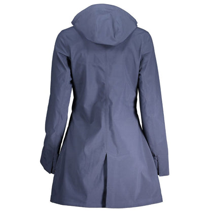 K-WAY Blue Polyester Long Sleeve Trench Coat