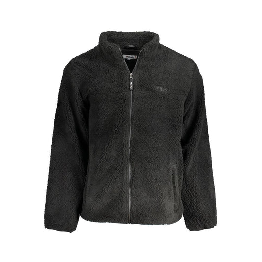 Fila Black Polyester Jacket - Long Sleeve Sports Jacket with Embroidery