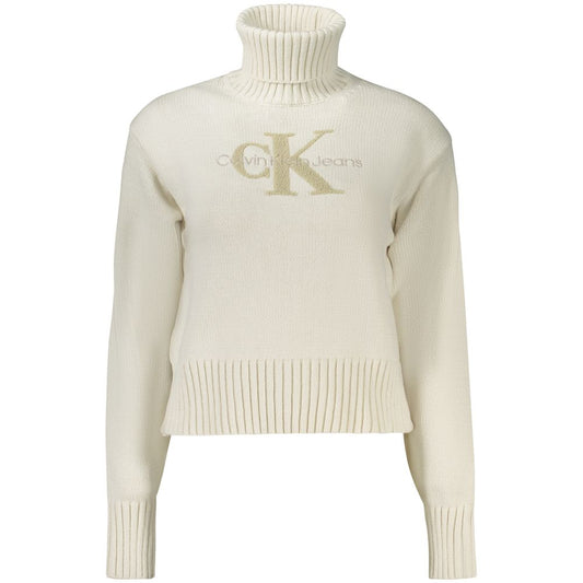 Calvin Klein White Cotton Turtleneck Sweater