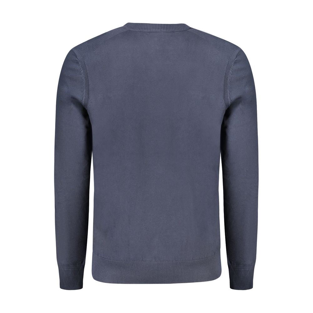 Hugo Boss Blue Cotton Sweater - Long Sleeved V-Neck T-Shirt with Logo