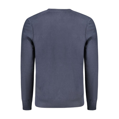 Hugo Boss Blue Cotton Sweater - Long Sleeved V-Neck T-Shirt with Logo