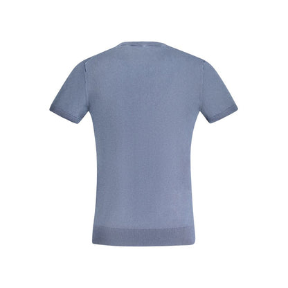 Guess Jeans Blue Cotton Sweater: Short Sleeved Crew Neck T-Shirt with Embroidery
