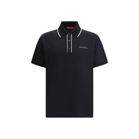 Gucci Black Cotton Polo Shirt - Timeless Elegance Meets Sporty Sophistication