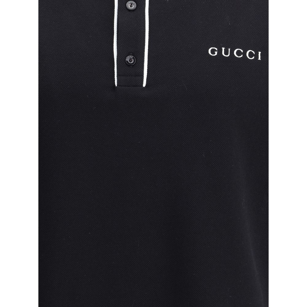 Gucci Black Cotton Polo Shirt - Timeless Elegance Meets Sporty Sophistication