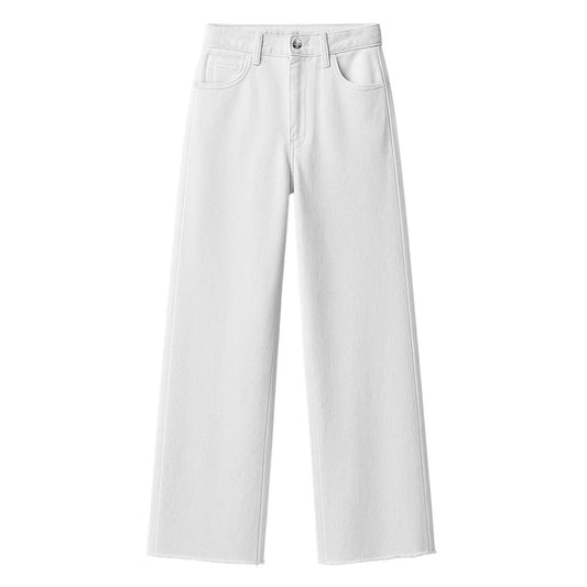 Hinnominate White Cotton Wide Leg Jeans