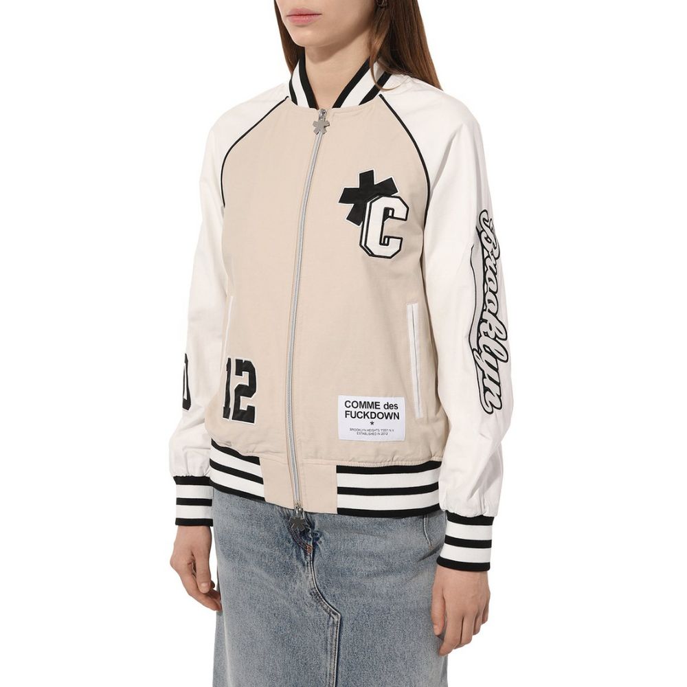 Comme Des Fuckdown Beige Cotton Bomber Jacket