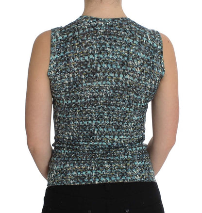  - Elegant Blue Wool Vest Pullover Top