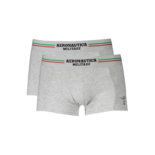 Aeronautica Militare Gray Cotton Underwear Boxer Shorts - Bi-Pack