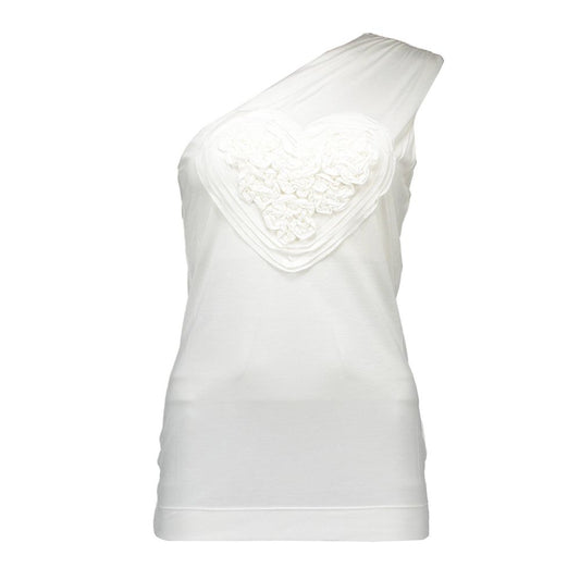 Love Moschino White Elastane One Shoulder Tank Top