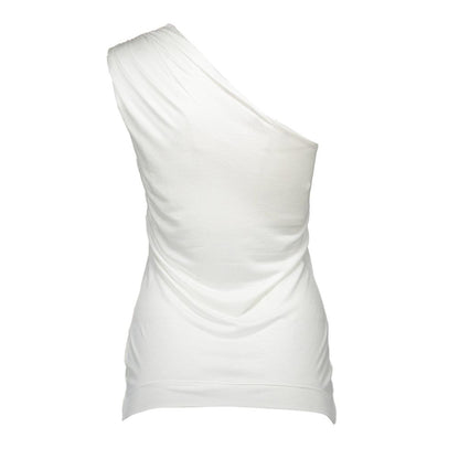 Love Moschino White Elastane One Shoulder Tank Top