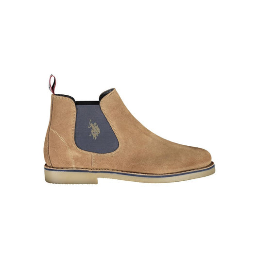 U.S. POLO ASSN. Beige Polyester Ankle Boots with Elastic Contrast