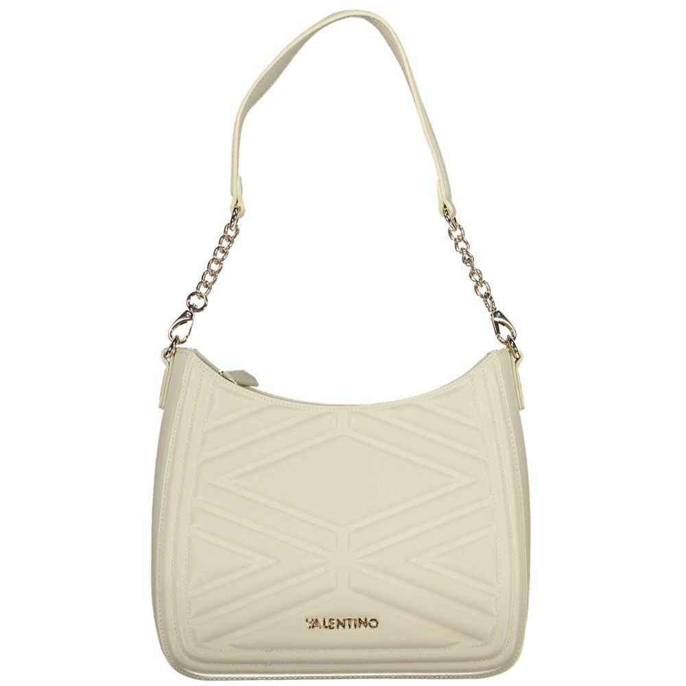 Mario Valentino Beige Faux Leather Handbag with Contrasting Details