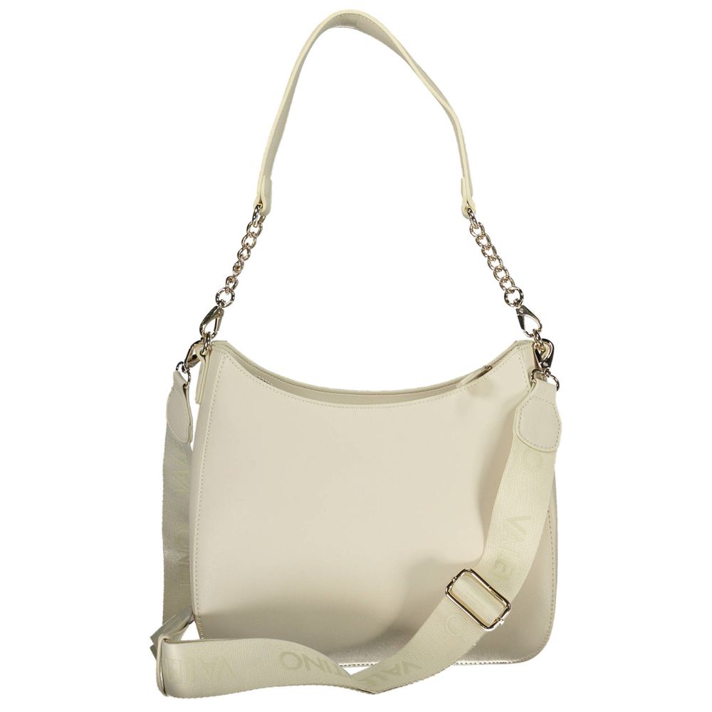 Mario Valentino Beige Faux Leather Handbag with Contrasting Details