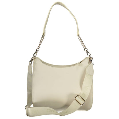 Mario Valentino Beige Faux Leather Handbag with Contrasting Details