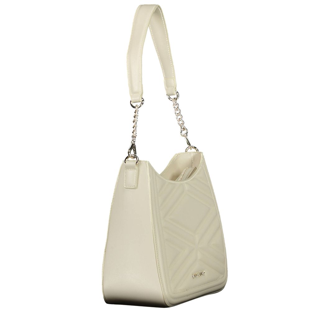Mario Valentino Beige Faux Leather Handbag with Contrasting Details