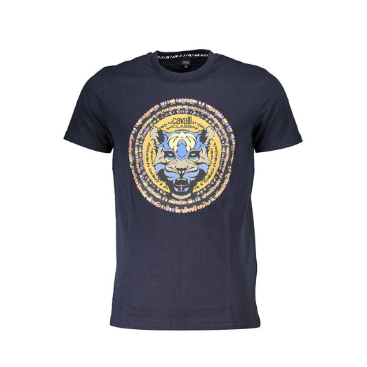 Cavalli Class Blue Cotton T-Shirt: Bold Urban Expression