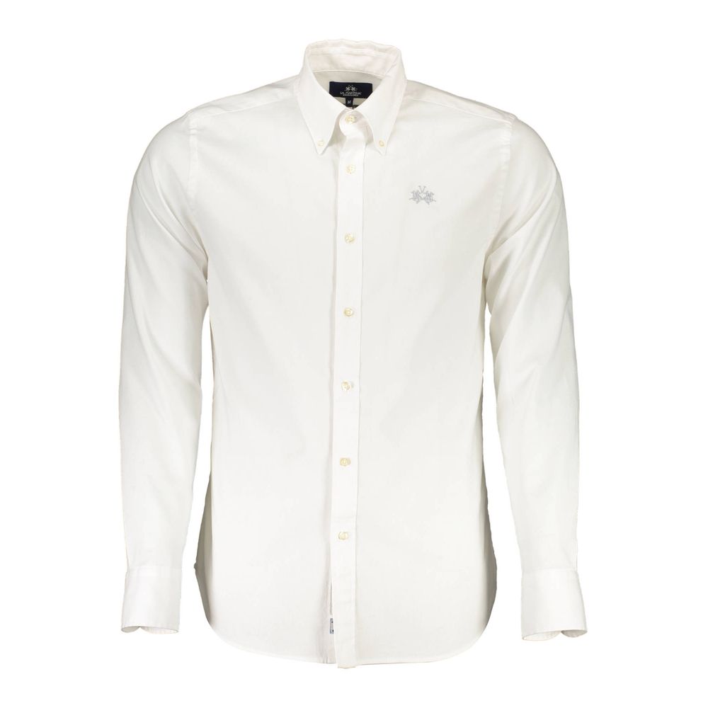 La Martina White Cotton Shirt - Slim Fit Elegance