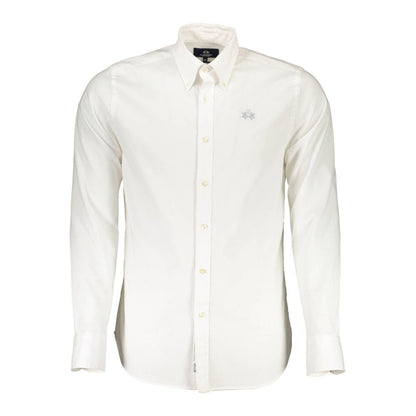 La Martina White Cotton Shirt - Slim Fit Elegance