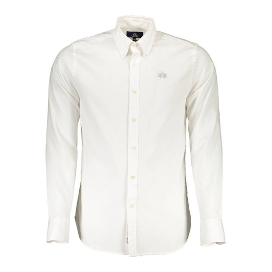 La Martina White Cotton Shirt - Slim Fit Elegance